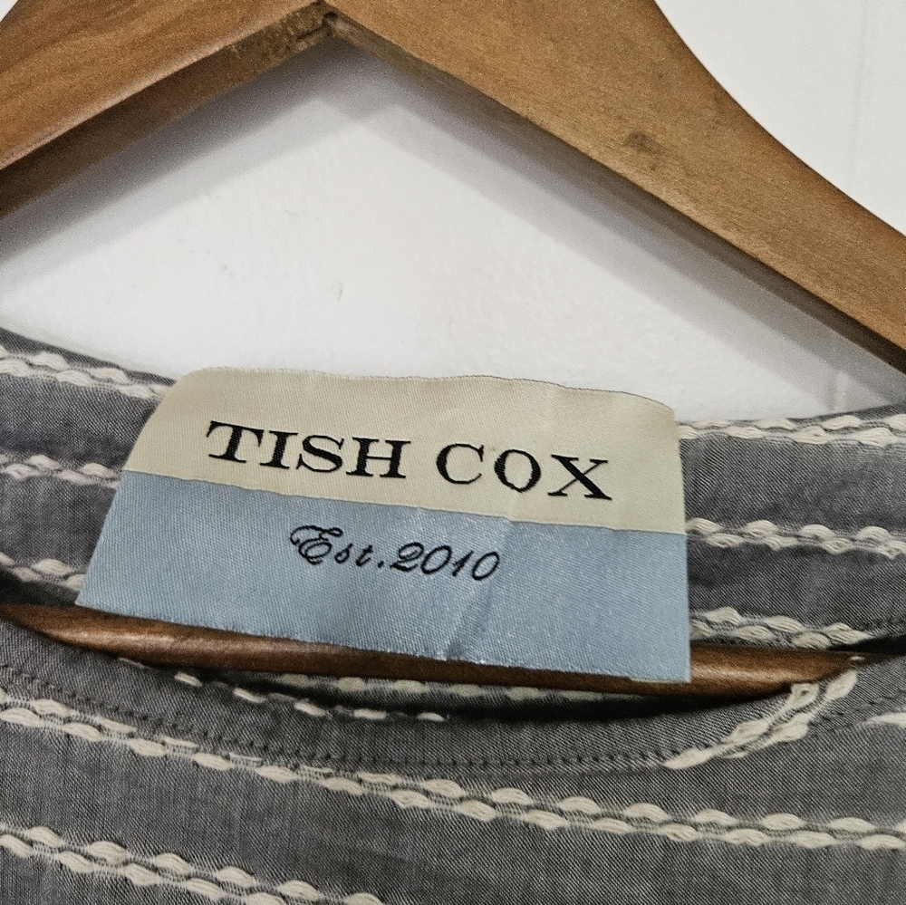 Tish Cox Gray Striped Women Blouse - Picture 2 of 5